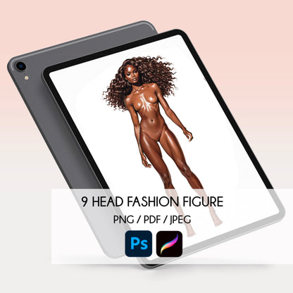 [Single] Female Fashion Croquis - Black/ Brown Hair