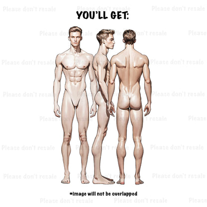 [3 Poses] Male Fashion Croquis - Caucasian/ Brown Hair