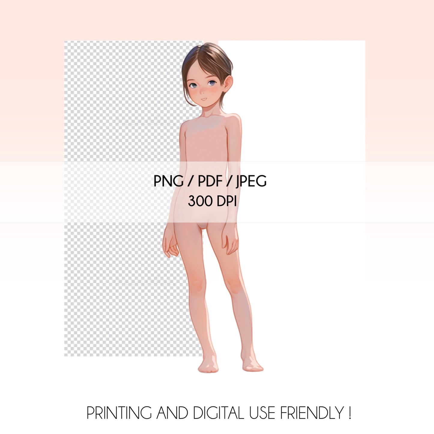 [Single] Girl/Female Kid Fashion Croquis - Caucasian/ Brown Hair