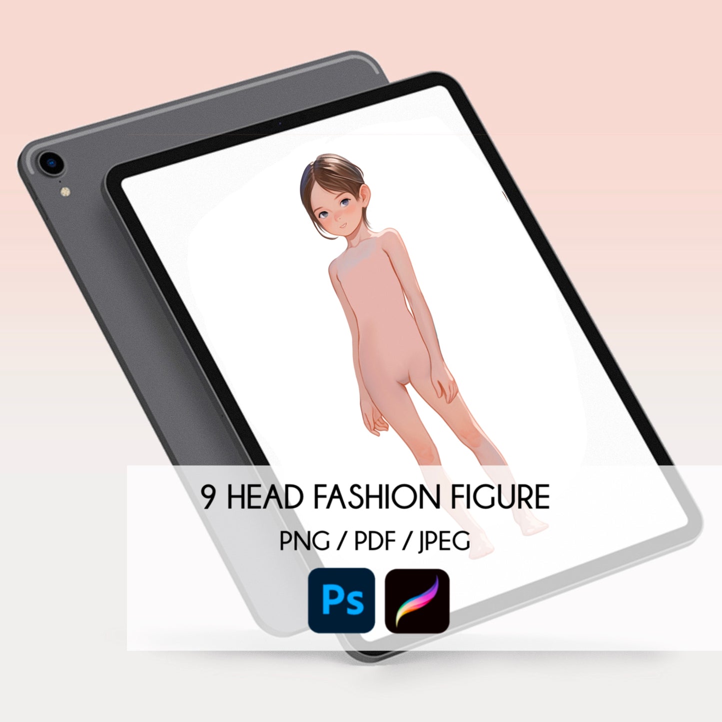 [Single] Girl/Female Kid Fashion Croquis - Caucasian/ Brown Hair