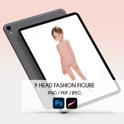 [Single] Girl/Female Kid Fashion Croquis - Caucasian/ Brown Hair