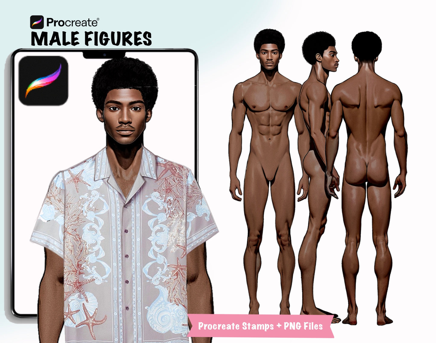 [3 Poses] Male Fashion Croquis - Black/ Black Hair