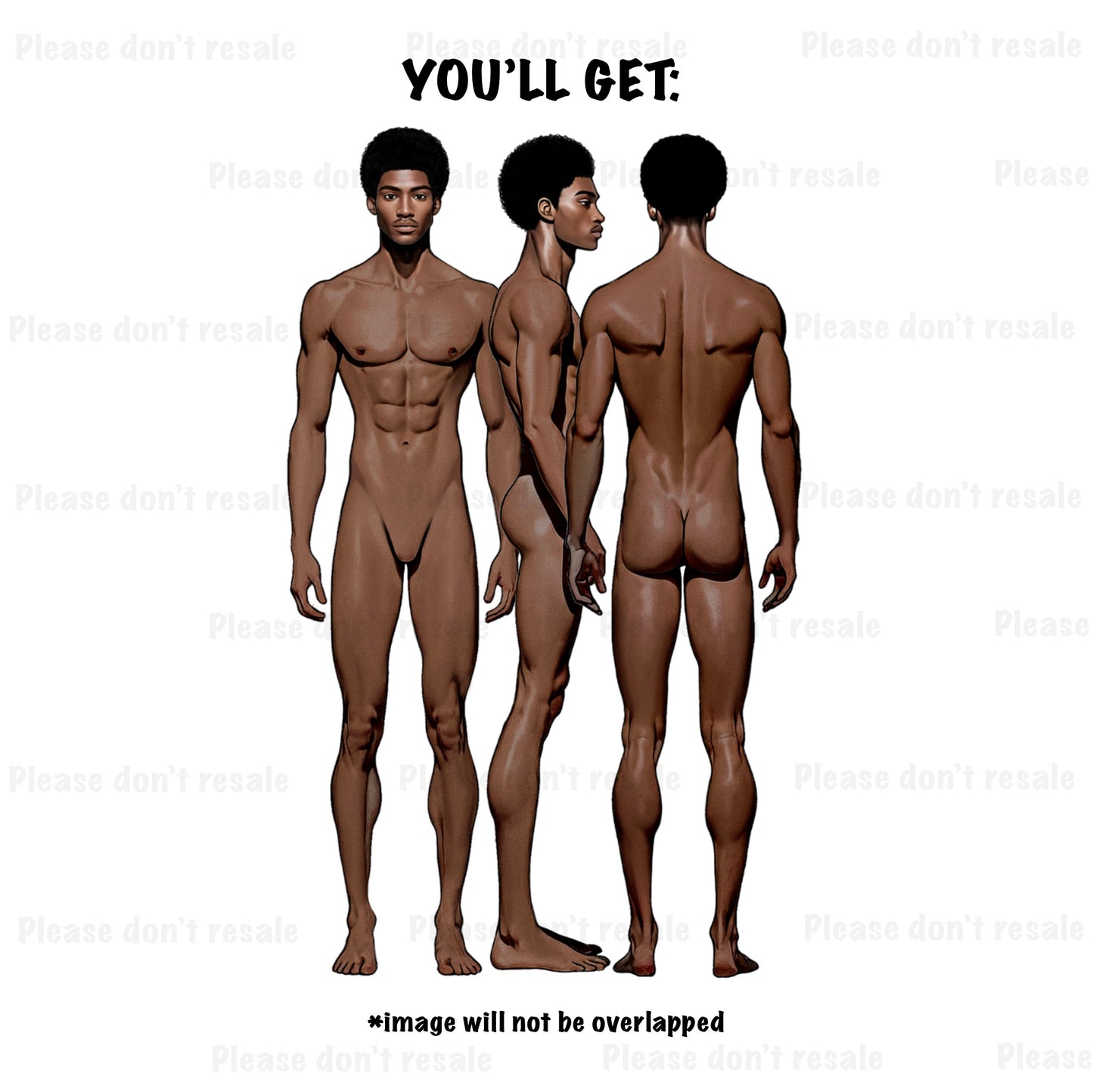 [3 Poses] Male Fashion Croquis - Black/ Black Hair