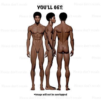 [3 Poses] Male Fashion Croquis - Black/ Black Hair