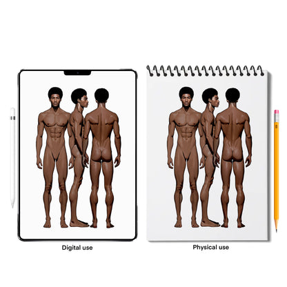 [3 Poses] Male Fashion Croquis - Black/ Black Hair