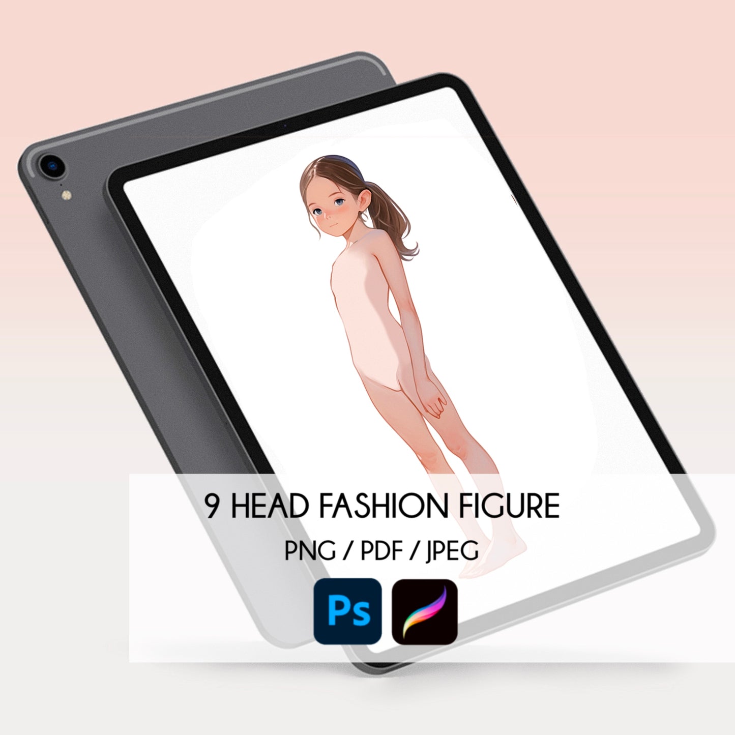 [Single] Girl/Female Kid Fashion Croquis - Caucasian/ Brown Hair