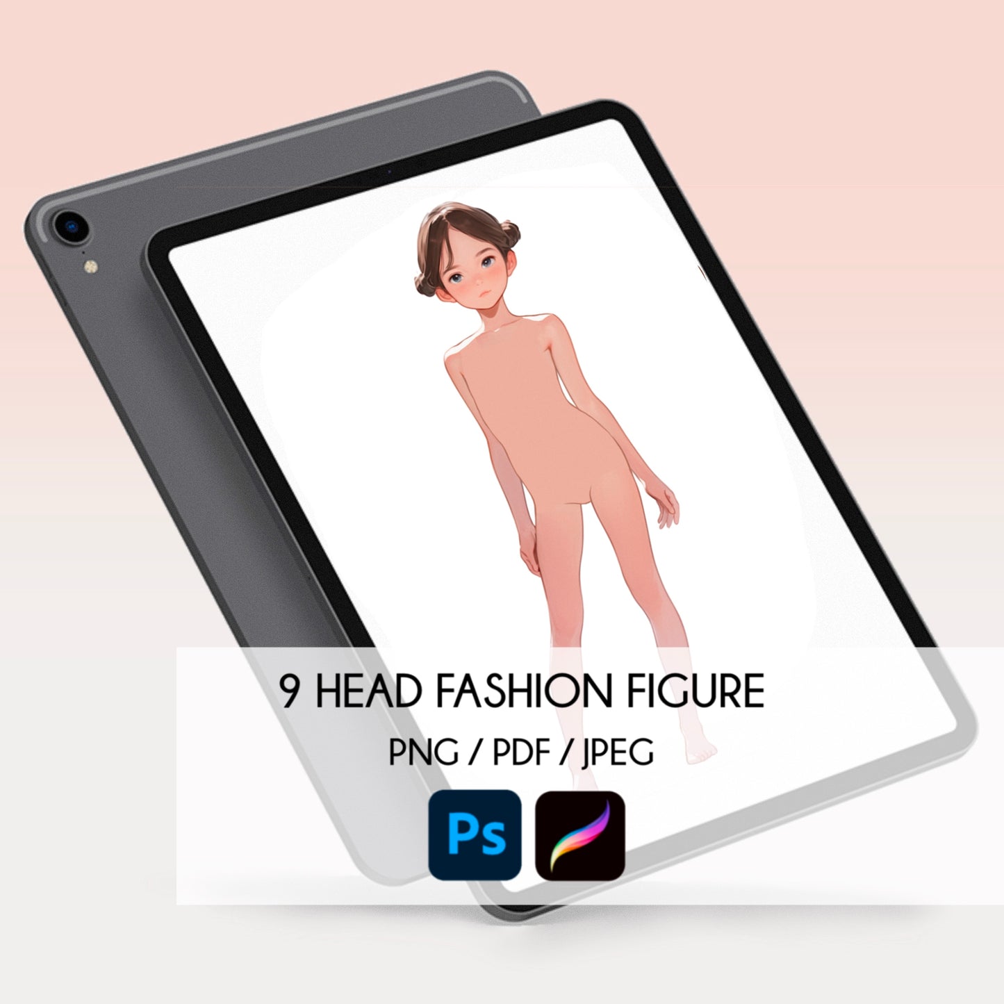 [Single] Girl/Female Kid Fashion Croquis - Caucasian/ Brown Hair