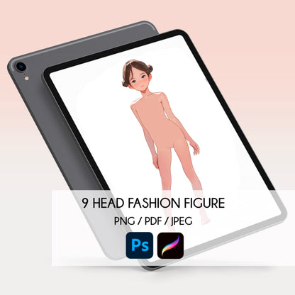[Single] Girl/Female Kid Fashion Croquis - Caucasian/ Brown Hair