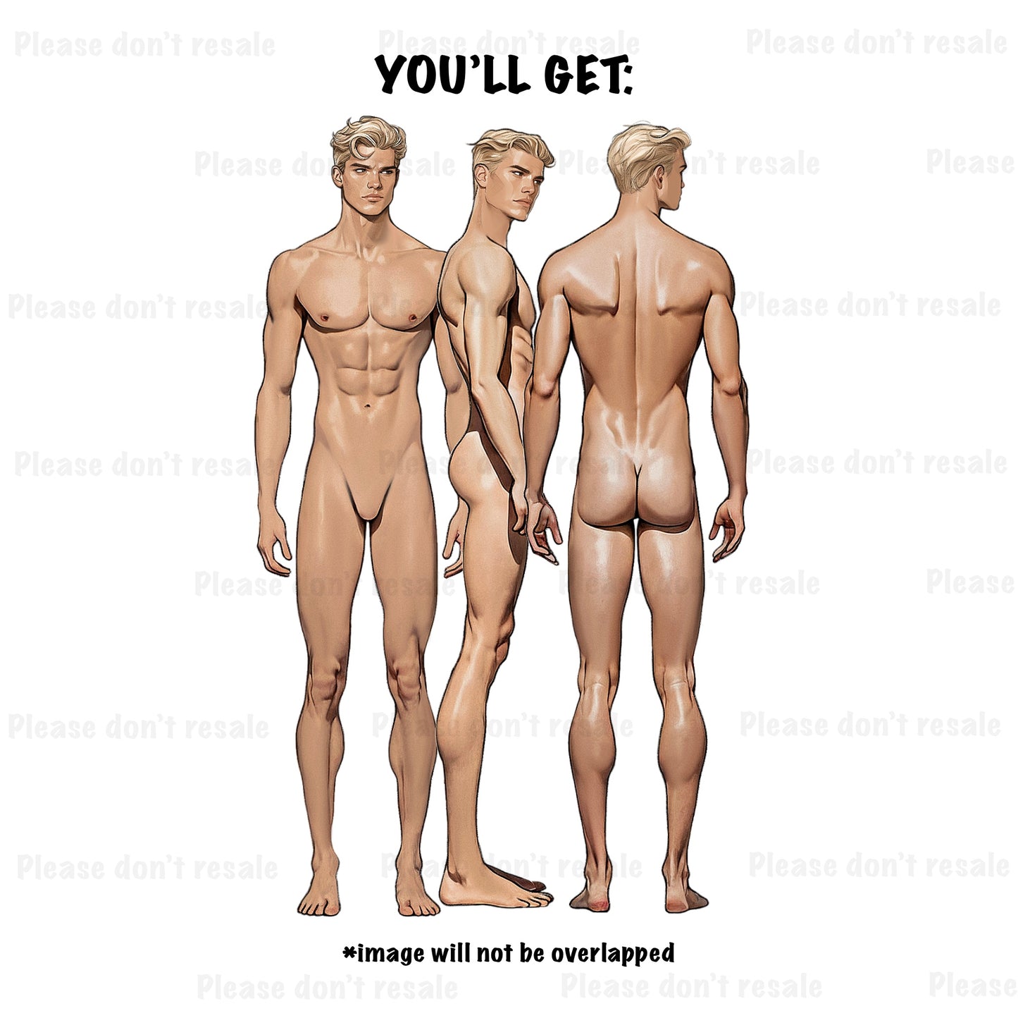 [3 Poses] Male Fashion Croquis - Caucasian/ Blonde Hair