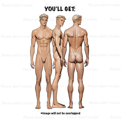 [3 Poses] Male Fashion Croquis - Caucasian/ Blonde Hair