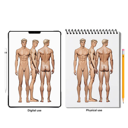[3 Poses] Male Fashion Croquis - Caucasian/ Blonde Hair