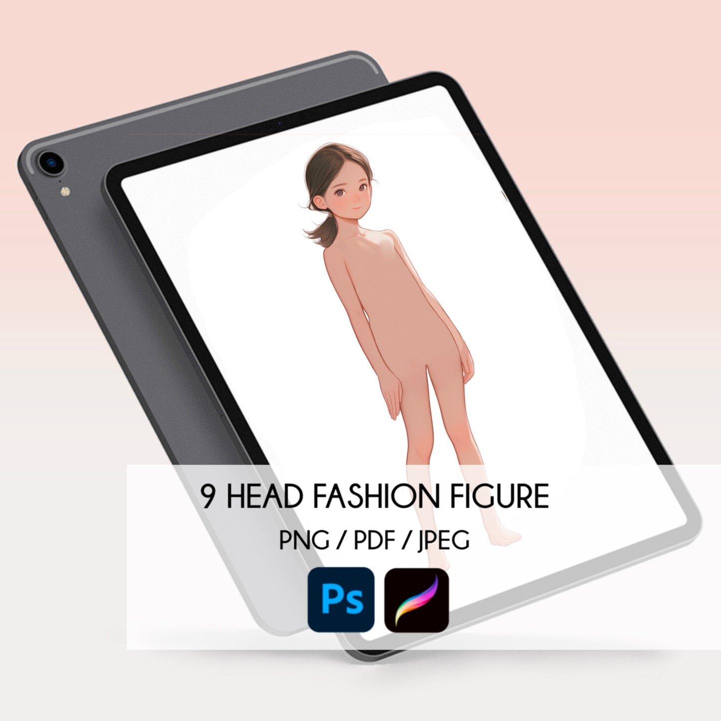 [Single] Girl/Female Kid Fashion Croquis - Caucasian/ Brown Hair