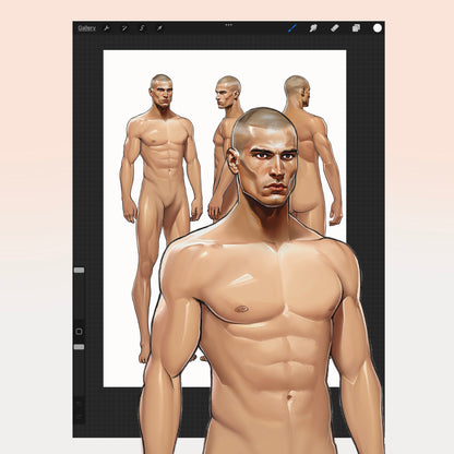 [3 Poses] Male Fashion Croquis - Caucasian/ Short Black Hair