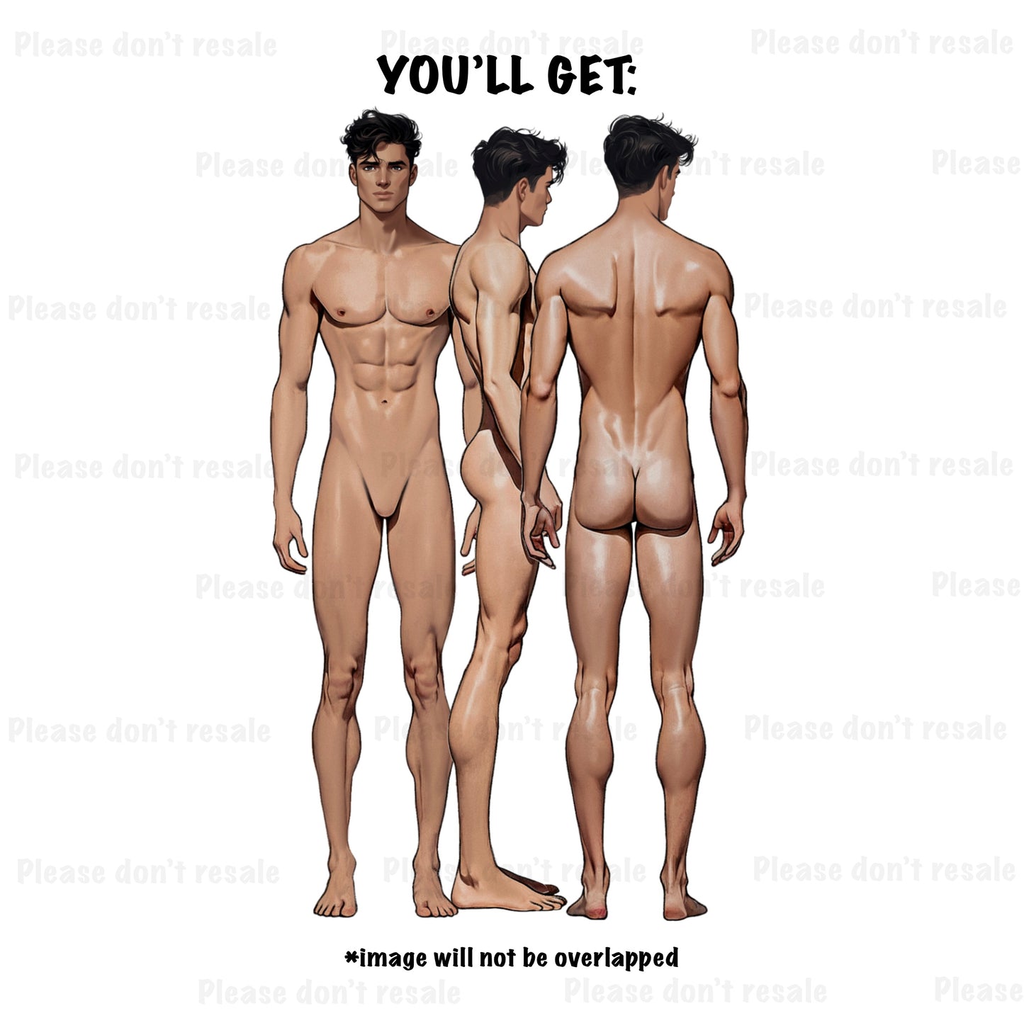 [3 Poses] Male Fashion Croquis - Caucasian/ Brown Hair
