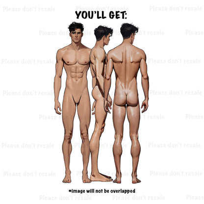 [3 Poses] Male Fashion Croquis - Caucasian/ Brown Hair