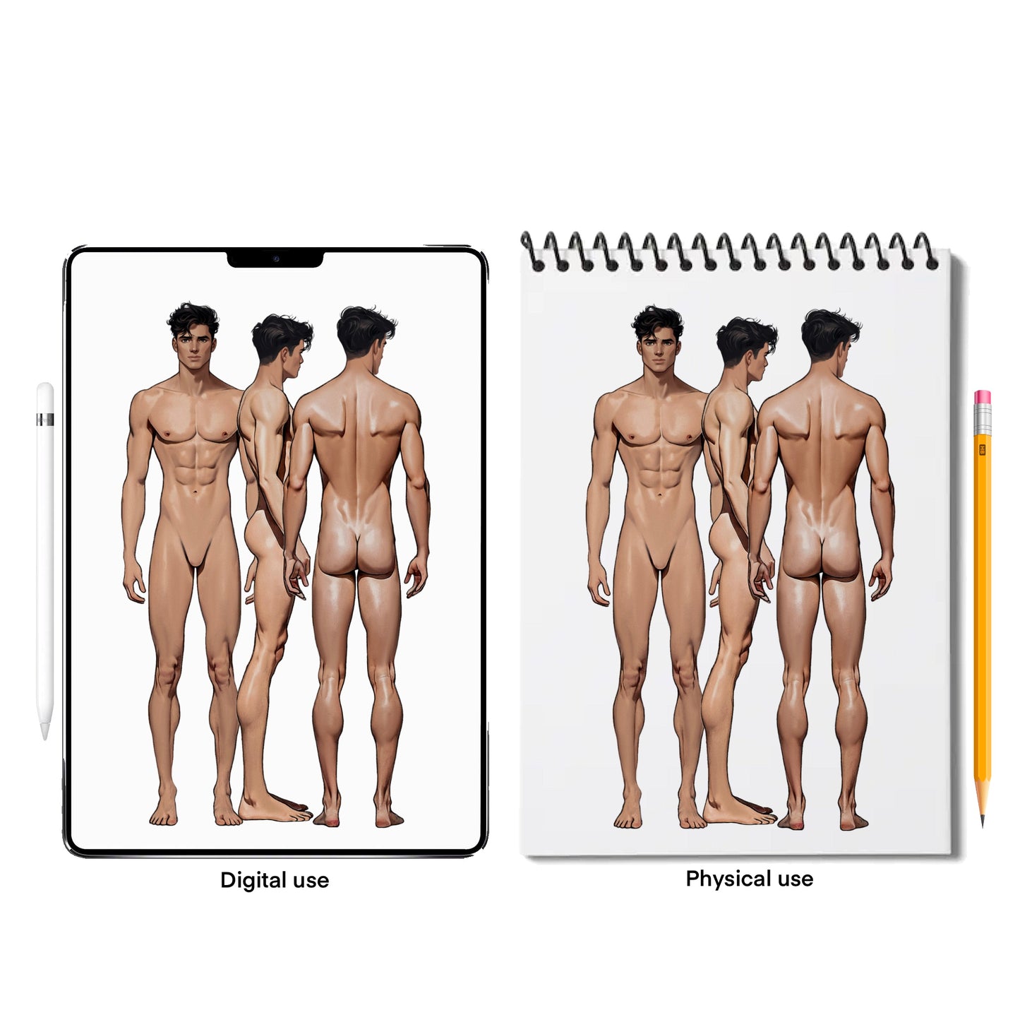 [3 Poses] Male Fashion Croquis - Caucasian/ Brown Hair