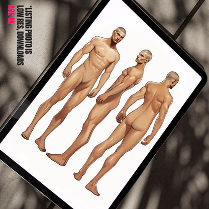 [3 Poses] Male Fashion Croquis - Caucasian/ Short Black Hair