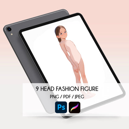 [Single] Girl/Female Kid Fashion Croquis - Caucasian/ Brown Hair