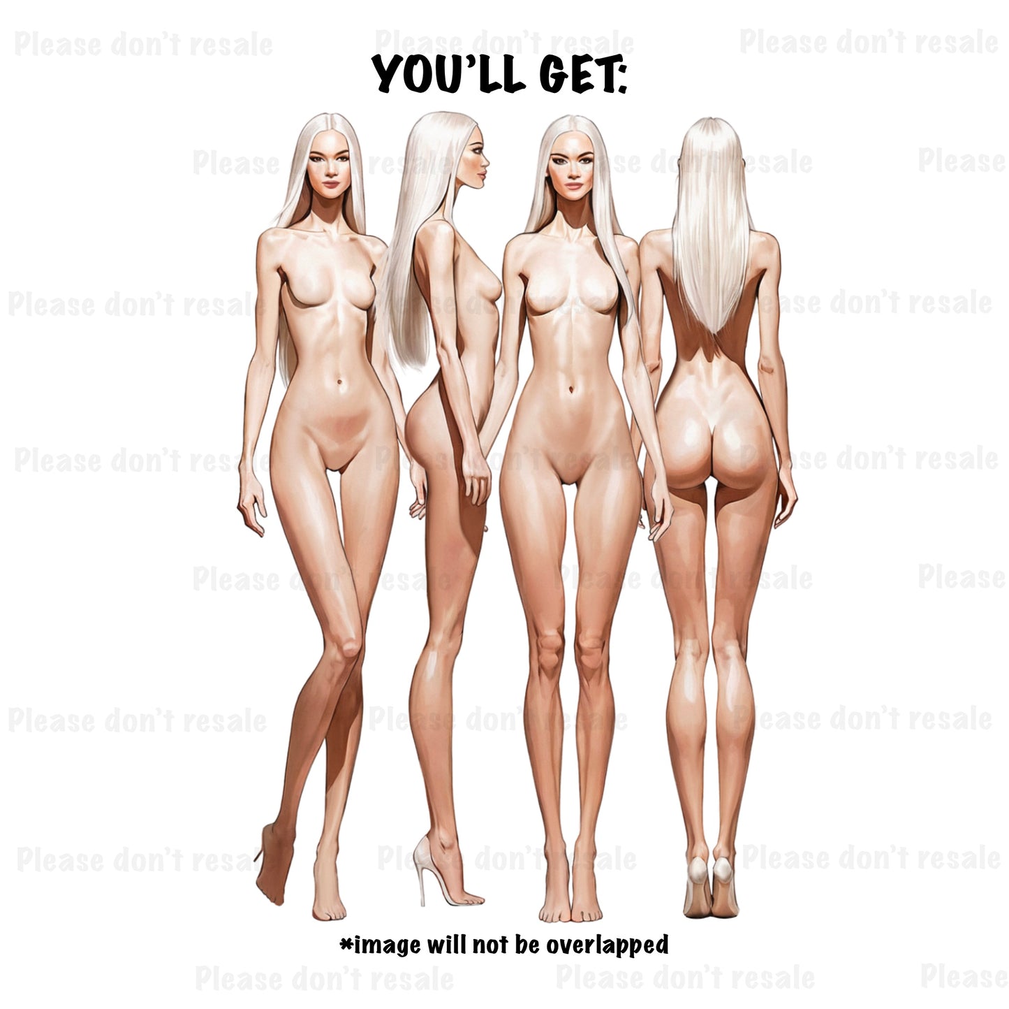 [4 Poses] Female Fashion Croquis - Caucasian/ Blonde Hair
