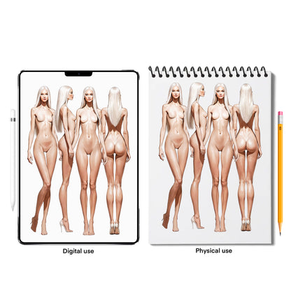 [4 Poses] Female Fashion Croquis - Caucasian/ Blonde Hair