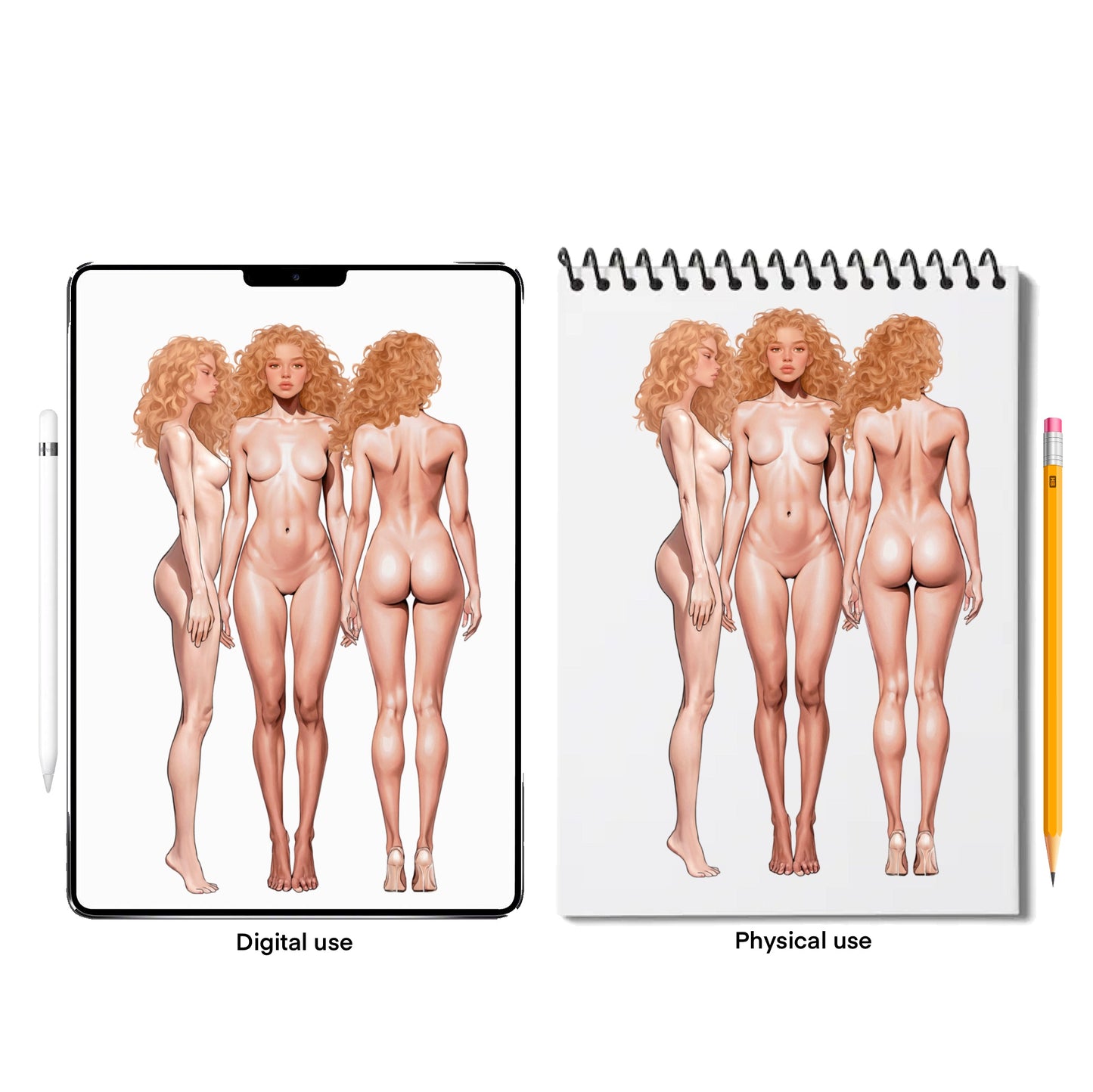 [3 Poses] Female Fashion Croquis - Caucasian/ Ginger Hair