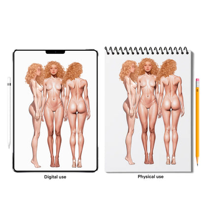 [3 Poses] Female Fashion Croquis - Caucasian/ Ginger Hair