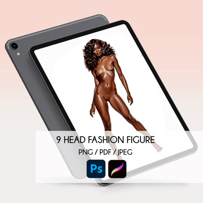 [Single] Female Fashion Croquis - Black/ Brown Hair