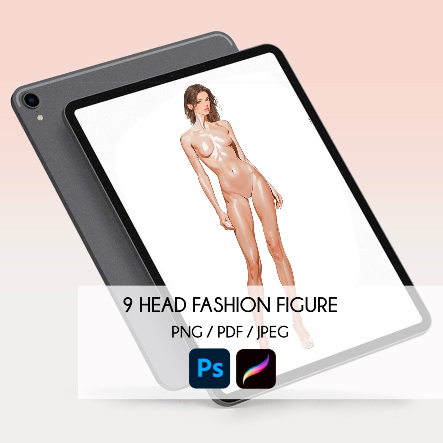 [Single] Female Fashion Croquis - Black/ Brown Hair