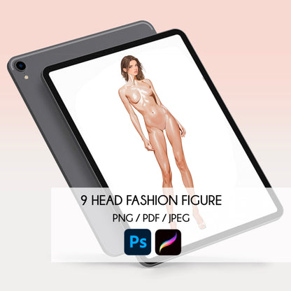 [Single] Female Fashion Croquis - Black/ Brown Hair