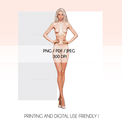 [Single] Female Fashion Croquis - Caucasian/ Blonde Hair