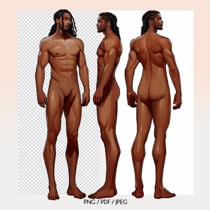 [3 Poses] Male Fashion Croquis - Black/ Black Hair