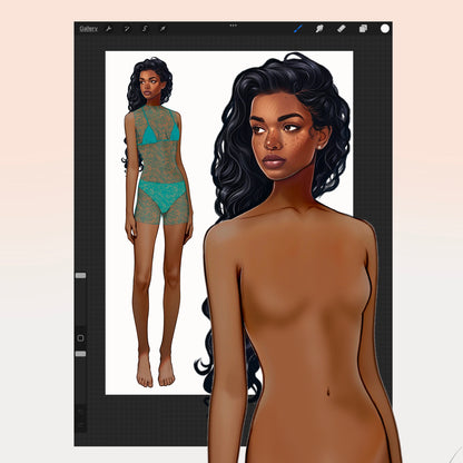 [4 Poses] Female Fashion Croquis - Black/ Black Hair