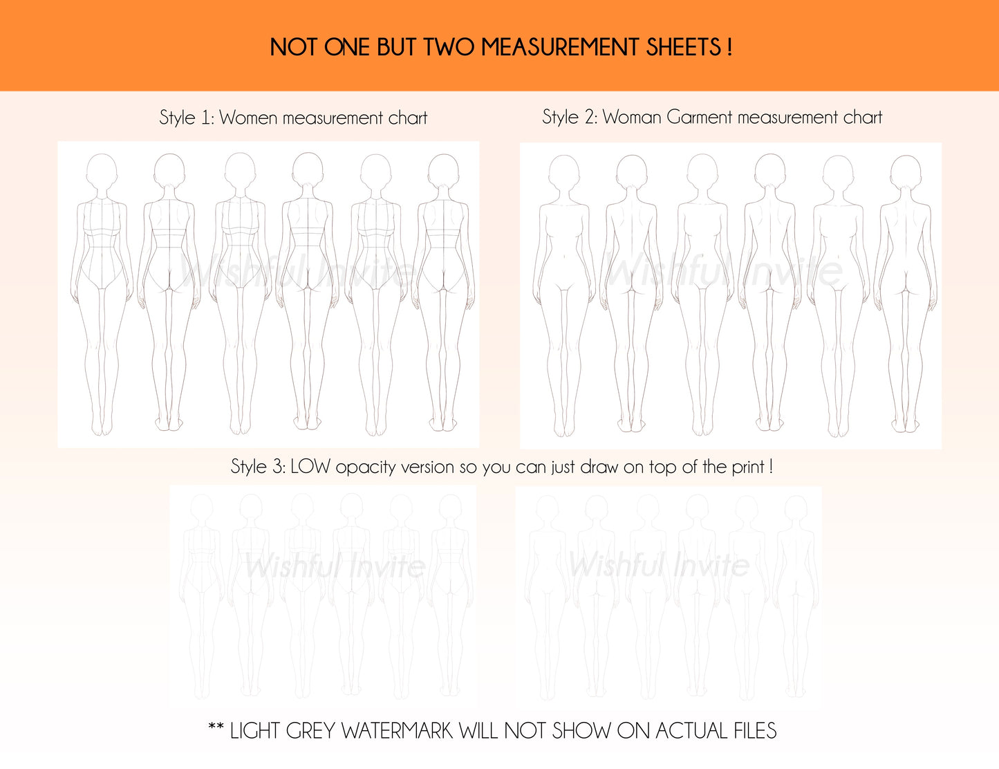 Fashion figure template showcasing diverse body types and poses