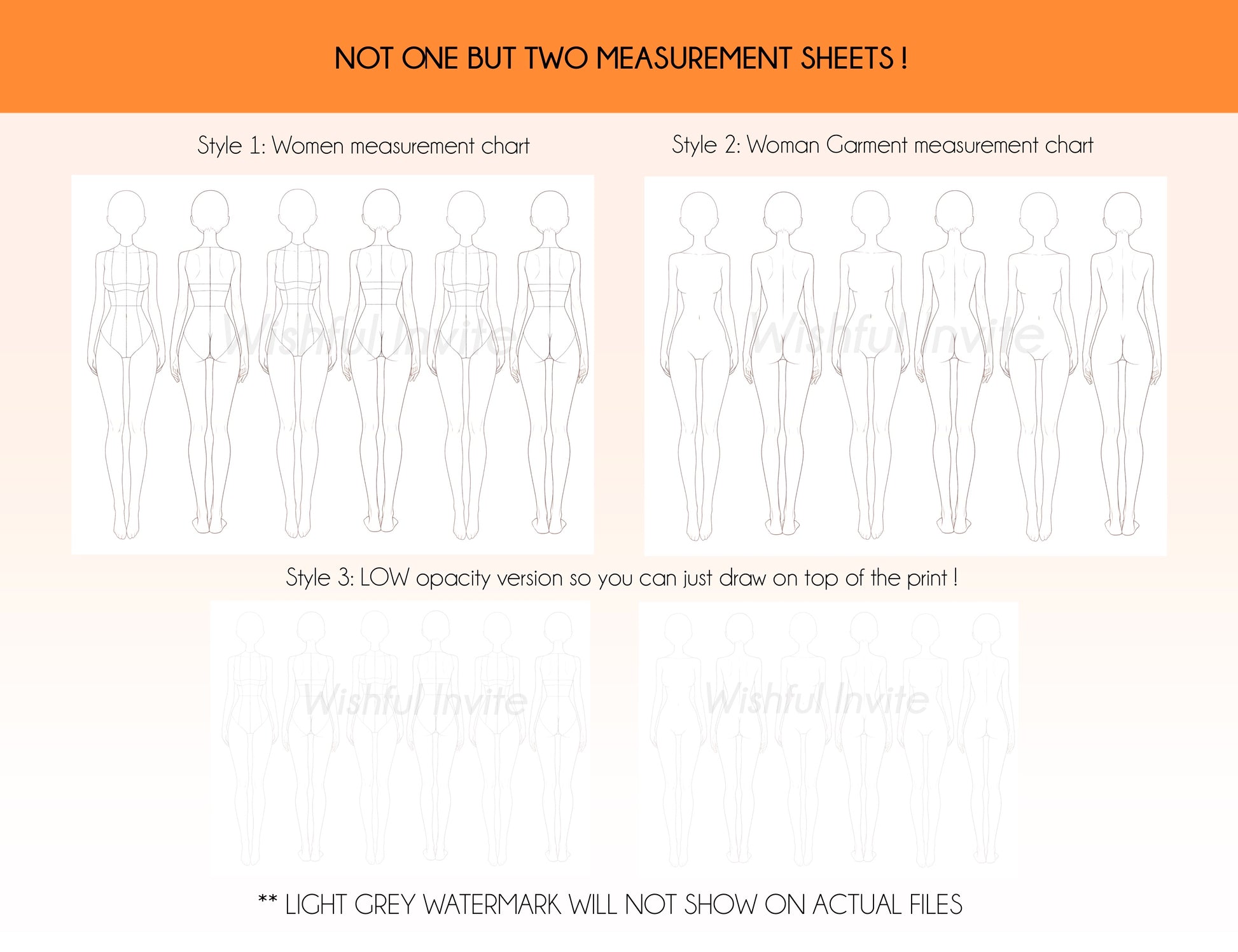 Fashion figure template showcasing diverse body types and poses