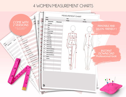 garment measurement chart for fashion designer 