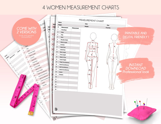 garment measurement chart for fashion designer 