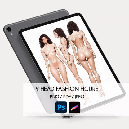 [3 Poses] Female Fashion Croquis - Caucasian/ Brown Hair