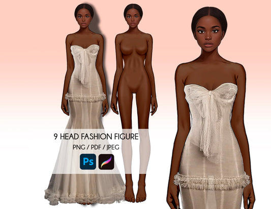 [Single] Female Fashion Croquis - Black/ Black Hair