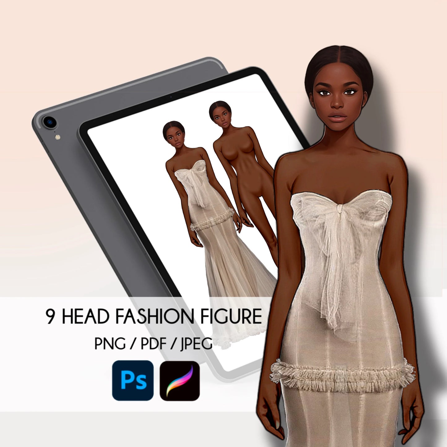 [Single] Female Fashion Croquis - Black/ Black Hair