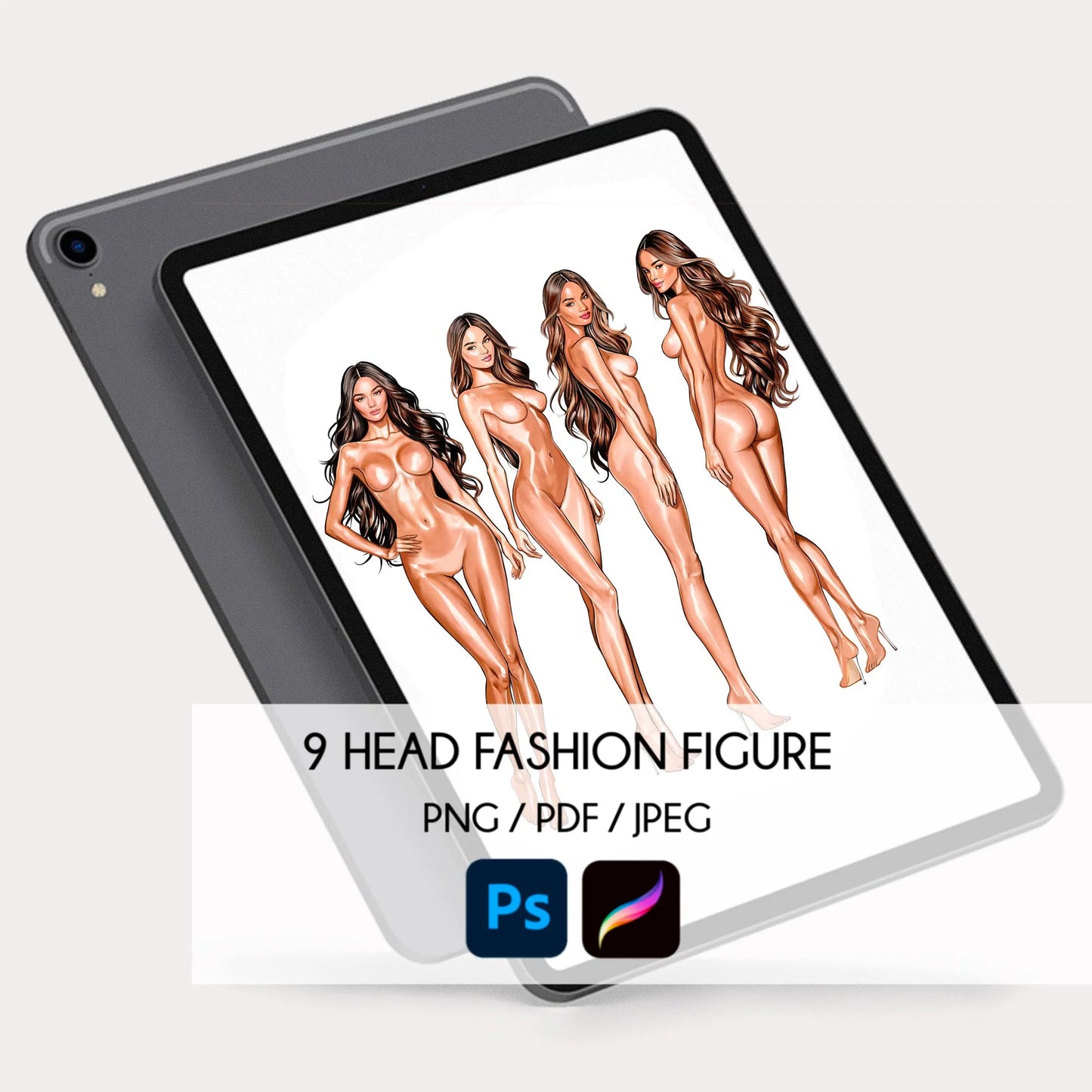 [4 Poses] Female Fashion Croquis - Caucasian/ Brown Hair