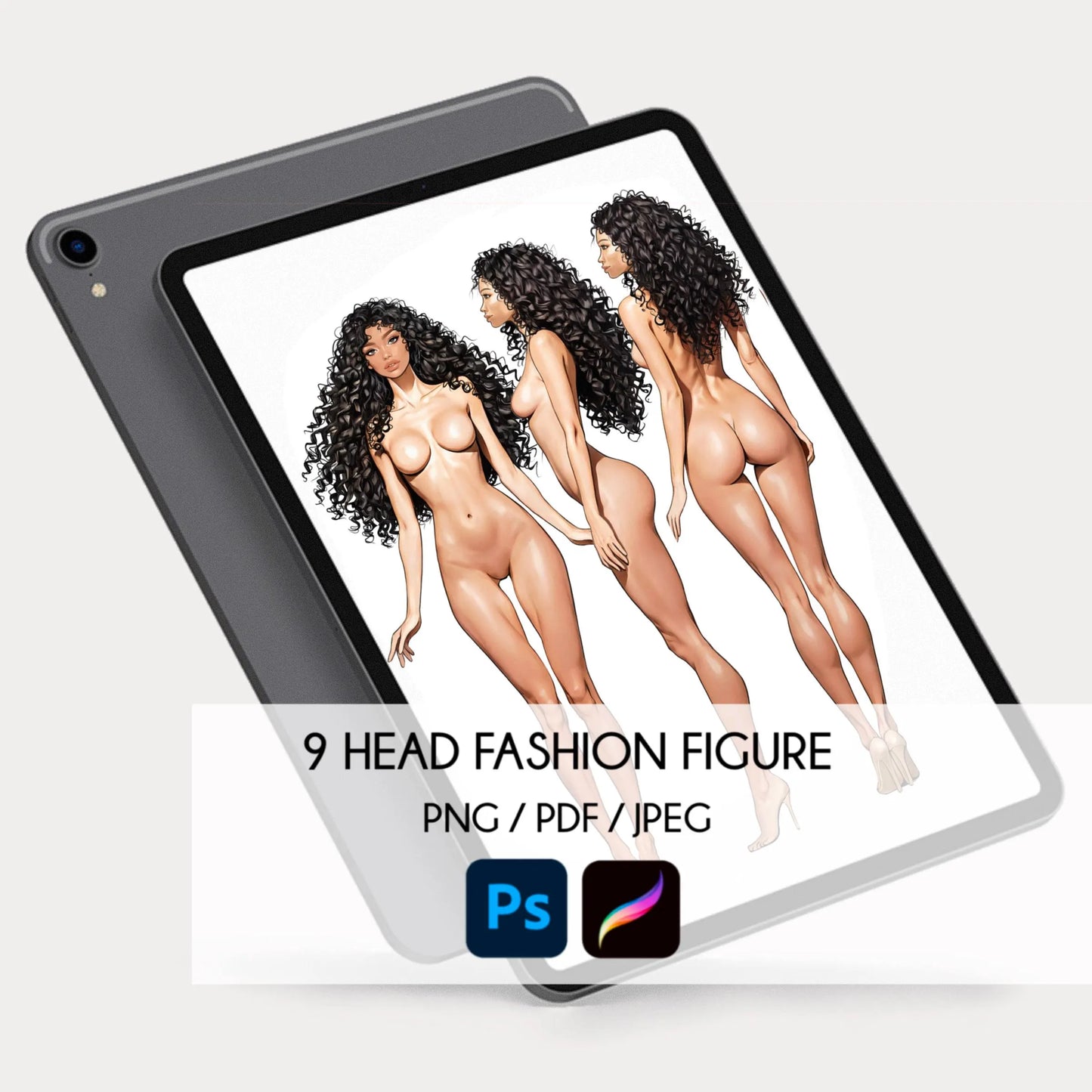 [3 Poses] Female Fashion Croquis - Black / Brown Black Hair
