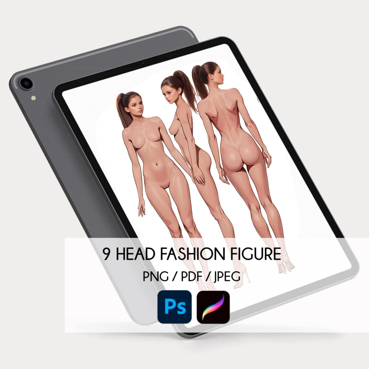[3 Poses] Female Fashion Croquis - Caucasian / Brown Hair